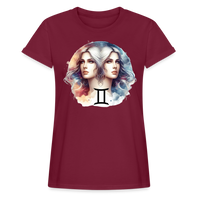 Thumbnail for Women's Mythical Gemini Relaxed Fit T-Shirt - burgundy