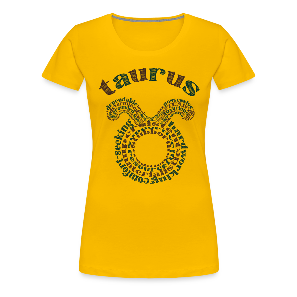 Women's Power Words Taurus Premium T-Shirt - sun yellow