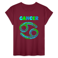 Thumbnail for Women's Power Words Cancer Relaxed Fit T-Shirt - burgundy