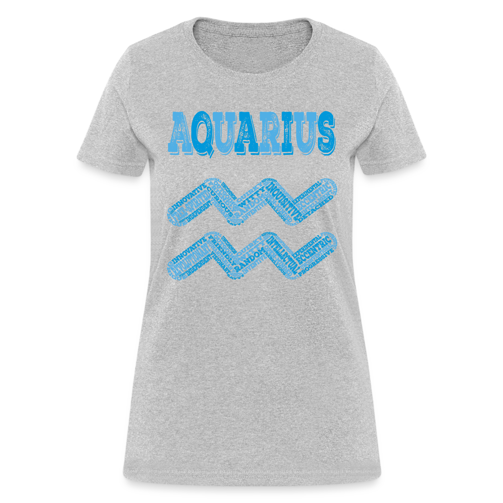 Women's Power Words Aquarius T-Shirt - heather gray