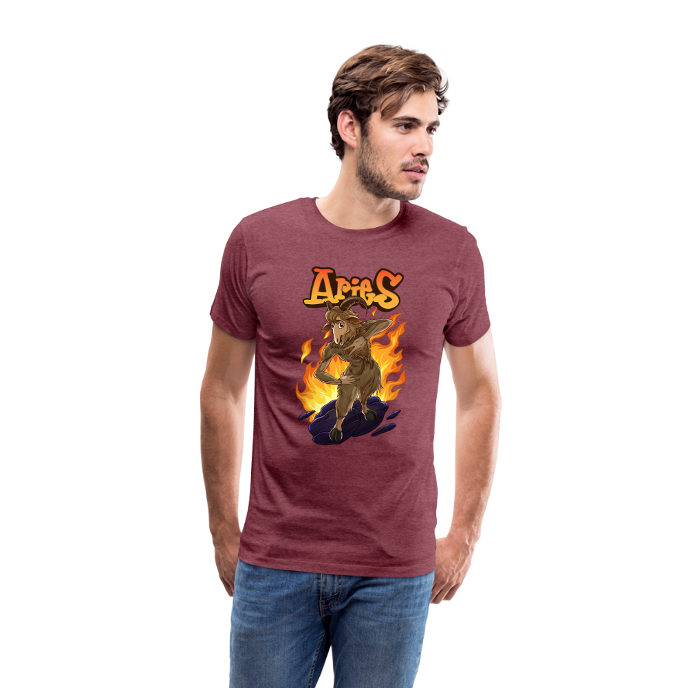 Men's Fiery Aries Premium T-Shirt - heather burgundy