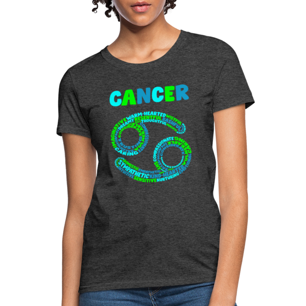 Women's Power Words Cancer T-Shirt - heather black