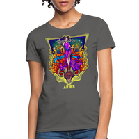 Thumbnail for Women's Cosmic Aries Design T-Shirt - charcoal