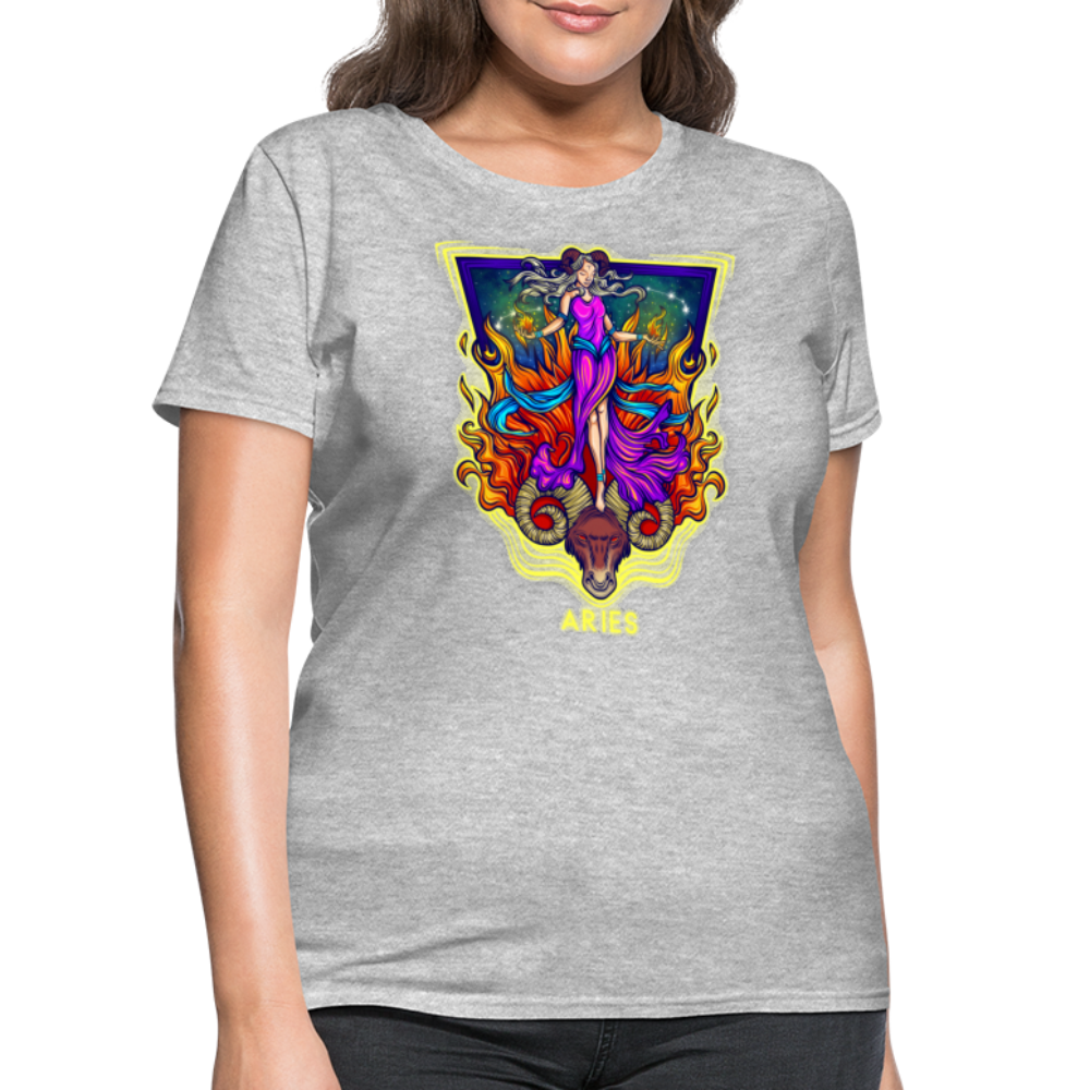 Women's Cosmic Aries Design T-Shirt - heather gray