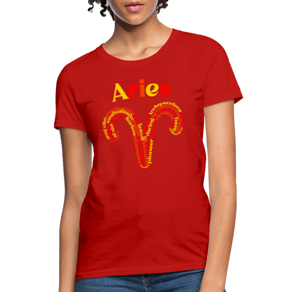 Women's Power Words Aries T-Shirt - red