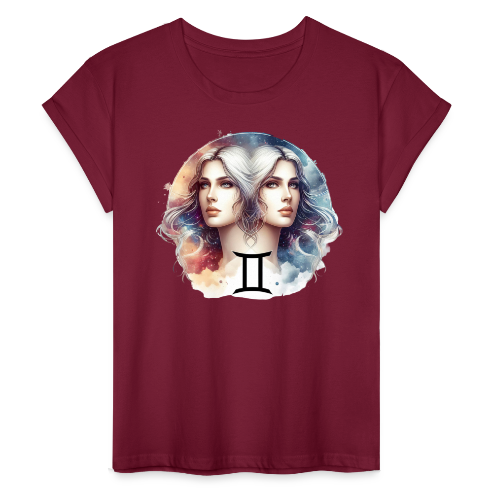 Women's Mythical Gemini Relaxed Fit T-Shirt - burgundy