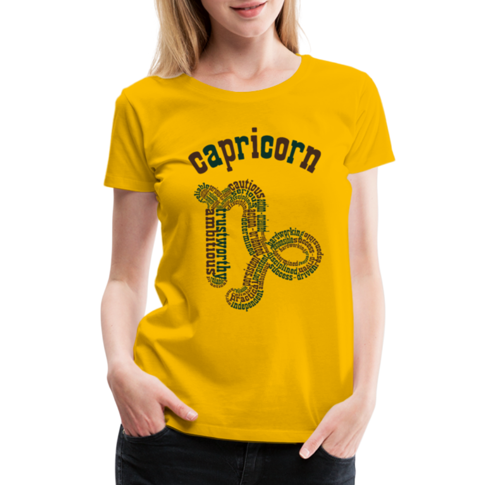 Women's Power Words Capricorn Premium T-Shirt - sun yellow