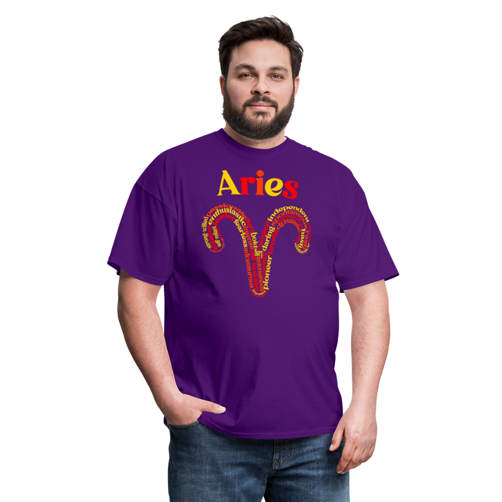 Men's Power Words Aries Classic T-Shirt - purple