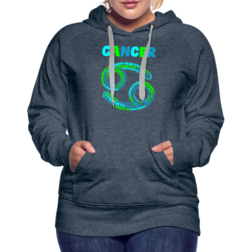 Women's Power Words Cancer Premium Hoodie - heather denim