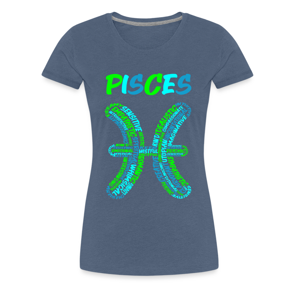 Women's Power Words Pisces Premium T-Shirt - heather blue