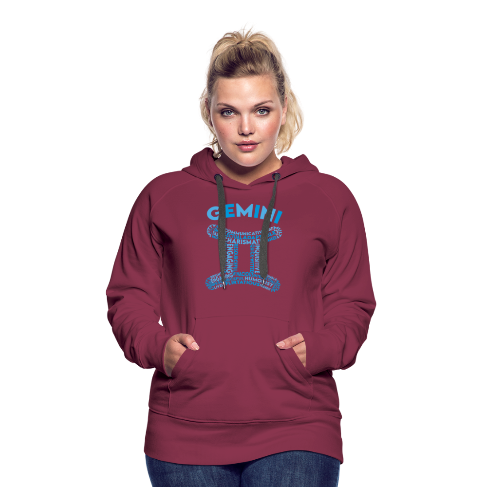 Women's Power Words Gemini Premium Hoodie - burgundy