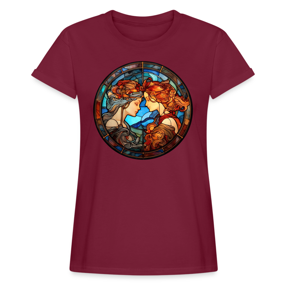 Women's Mosaic Gemini Relaxed Fit T-Shirt - burgundy