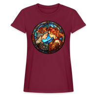 Thumbnail for Women's Mosaic Gemini Relaxed Fit T-Shirt - burgundy