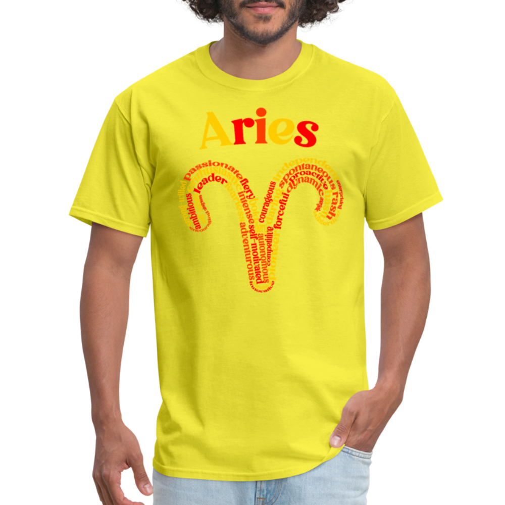 Men's Power Words Aries Classic T-Shirt - yellow