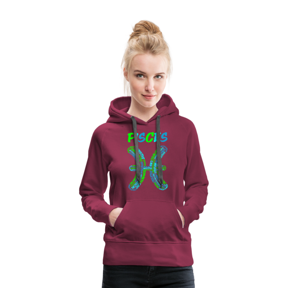 Women's Power Words Pisces Premium Hoodie - burgundy