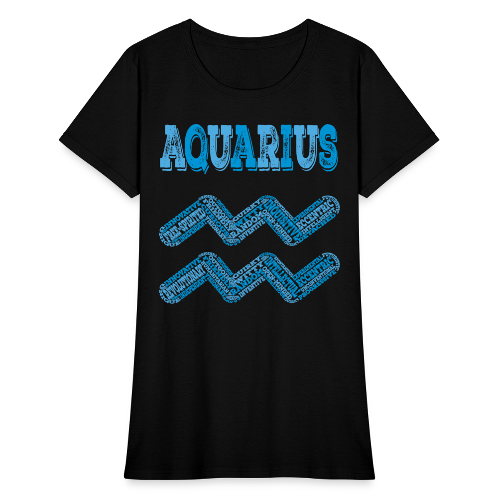 Women's Power Words Aquarius T-Shirt - black