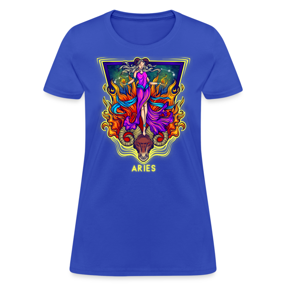 Women's Cosmic Aries Design T-Shirt - royal blue