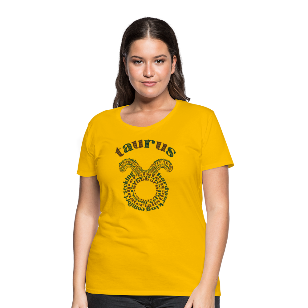 Women's Power Words Taurus Premium T-Shirt - sun yellow