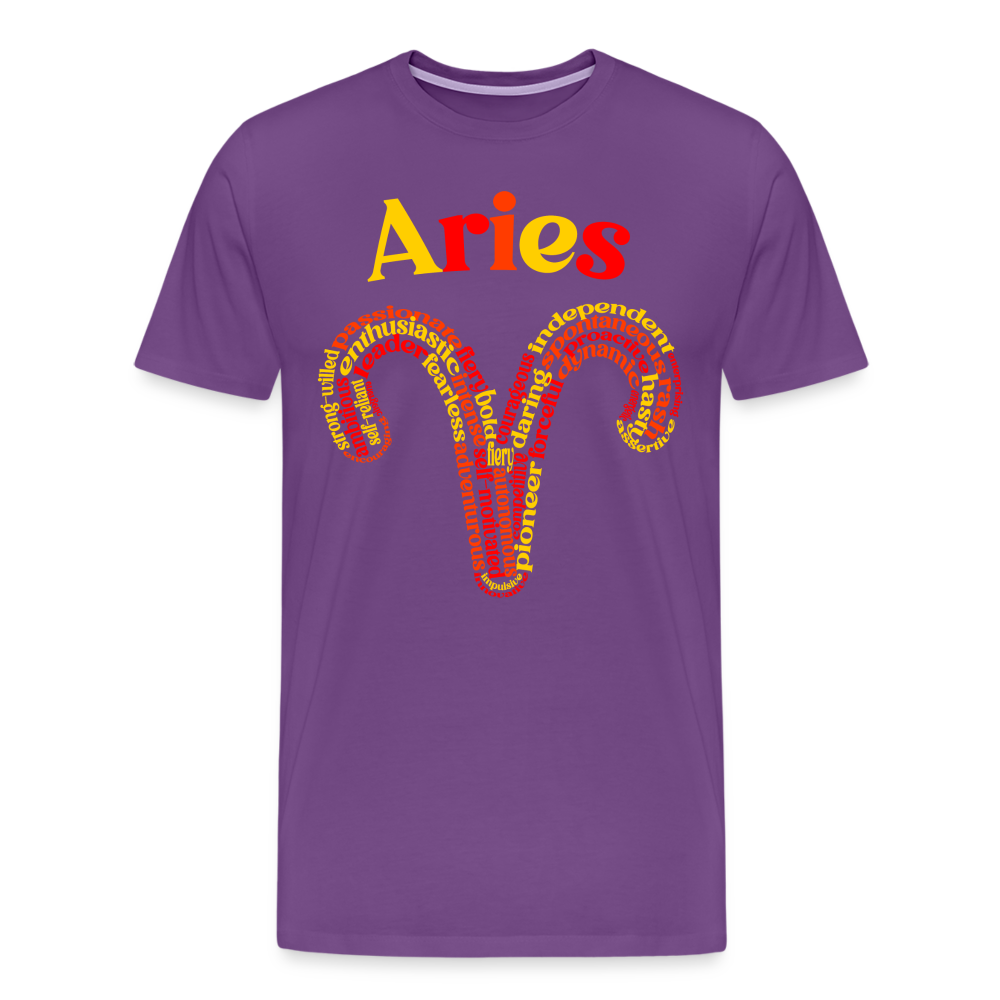 Men's Power Words Aries Premium T-Shirt - purple