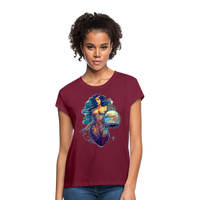 Thumbnail for Women's Mythical Aquarius Relaxed Fit T-Shirt - burgundy