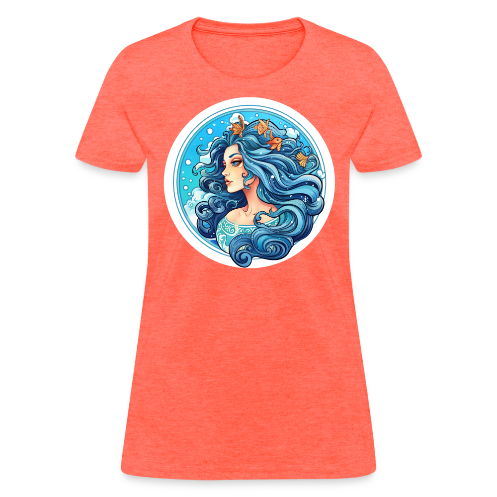 Women's Symbol Aquarius T-Shirt - heather coral