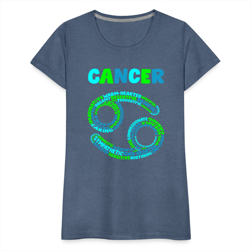 Women's Power Words Cancer Premium T-Shirt - heather blue