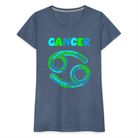 Thumbnail for Women's Power Words Cancer Premium T-Shirt - heather blue