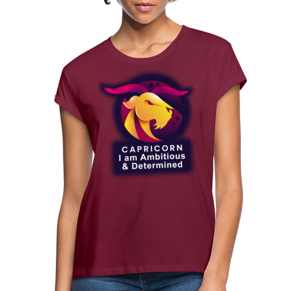 Women's Glow Capricorn Relaxed Fit T-Shirt - burgundy