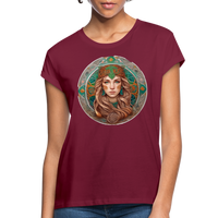 Thumbnail for Women's Mythical Virgo Relaxed Fit T-Shirt - burgundy