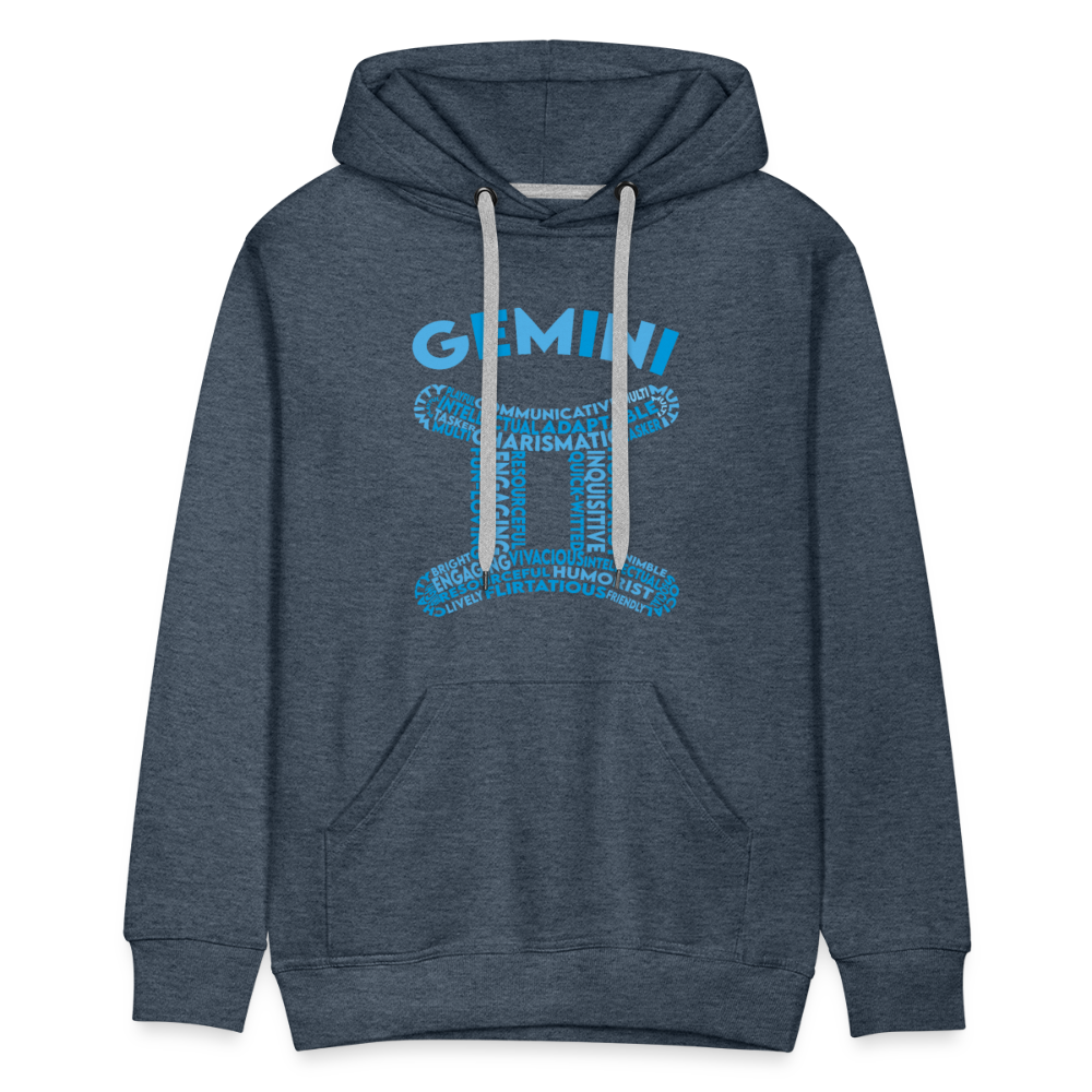 Men's Power Words Gemini Premium Hoodie - heather denim