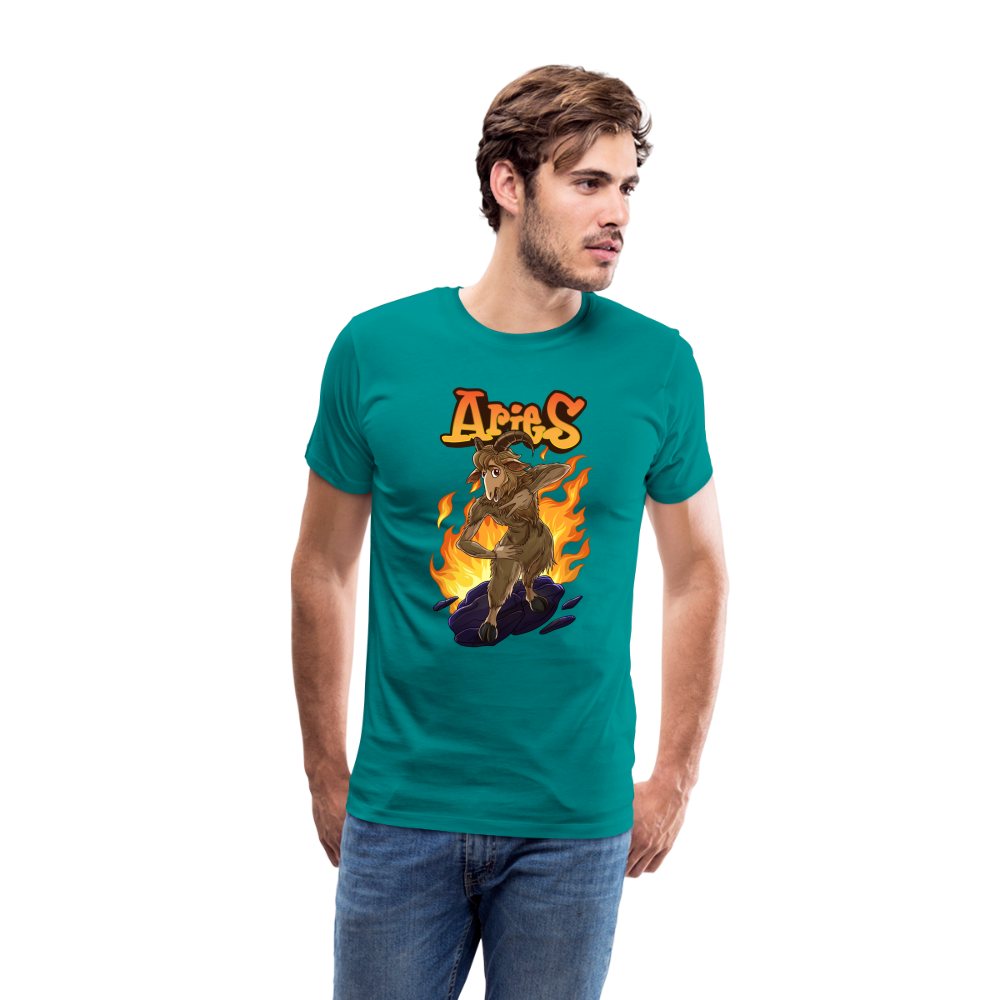 Men's Fiery Aries Premium T-Shirt - teal