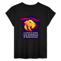 Thumbnail for Women's Glow Capricorn Relaxed Fit T-Shirt - black