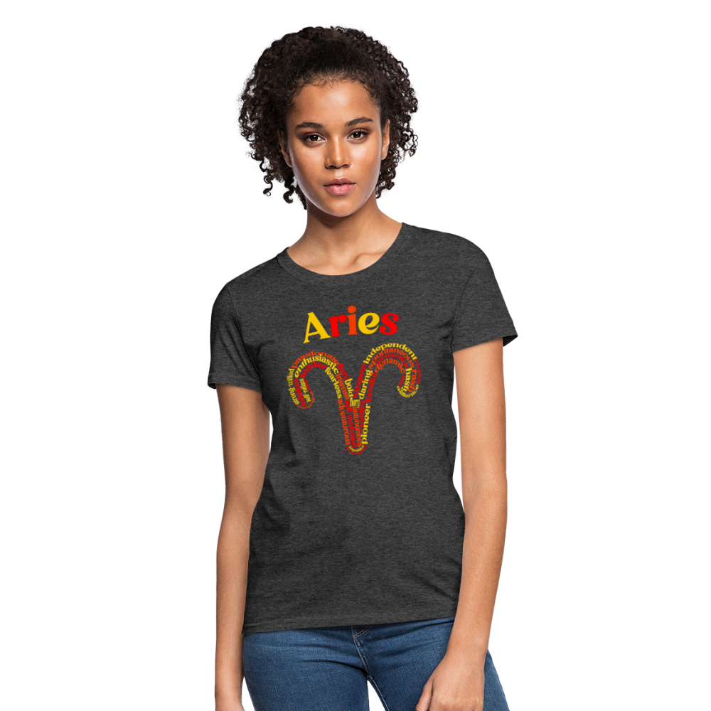 Women's Power Words Aries T-Shirt - heather black