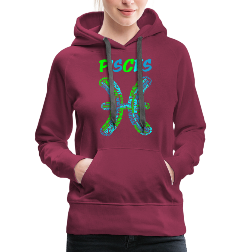 Women's Power Words Pisces Premium Hoodie - burgundy