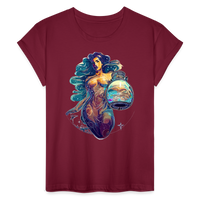 Thumbnail for Women's Mythical Aquarius Relaxed Fit T-Shirt - burgundy