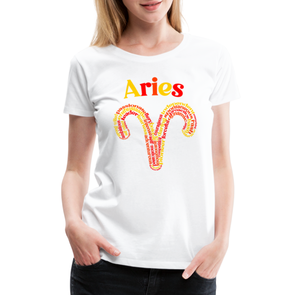 Women's Power Words Aries Premium T-Shirt - white