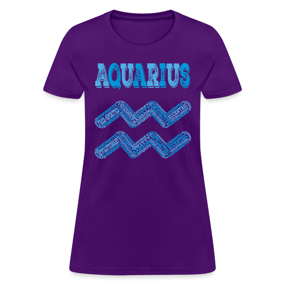 Women's Power Words Aquarius T-Shirt - purple