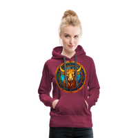 Thumbnail for Women’s Mosaic Taurus Premium Hoodie - burgundy