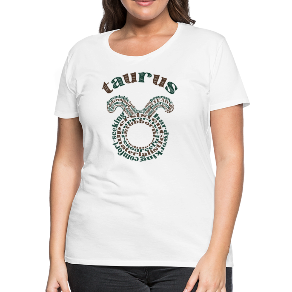 Women's Power Words Taurus Premium T-Shirt - white