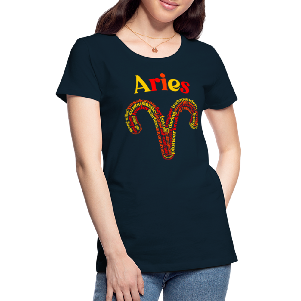 Women's Power Words Aries Premium T-Shirt - deep navy