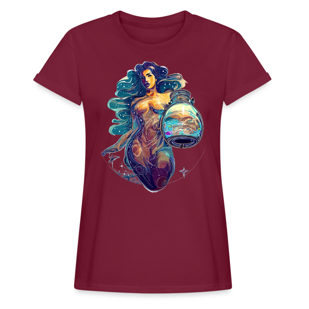 Women's Mythical Aquarius Relaxed Fit T-Shirt - burgundy