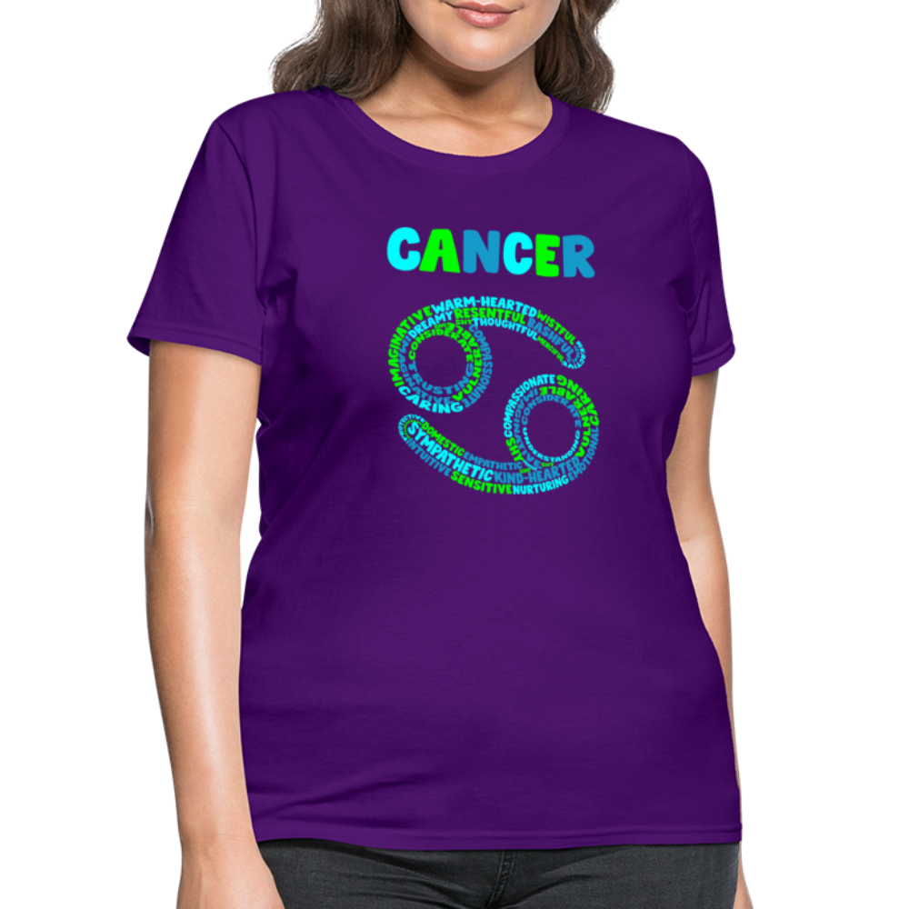 Women's Power Words Cancer T-Shirt - purple