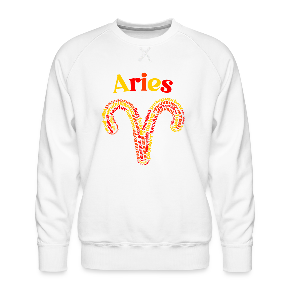 Men's Power Words Aries Premium Sweatshirt - white