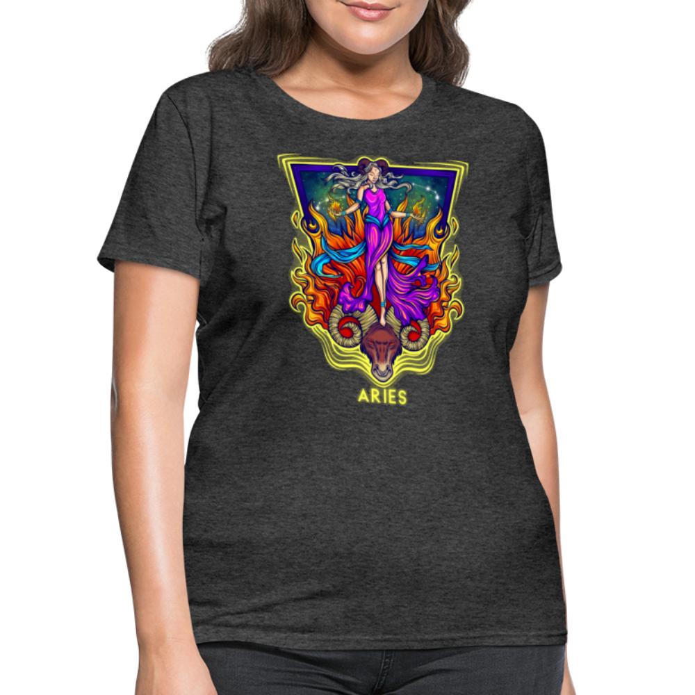 Women's Cosmic Aries Design T-Shirt - heather black