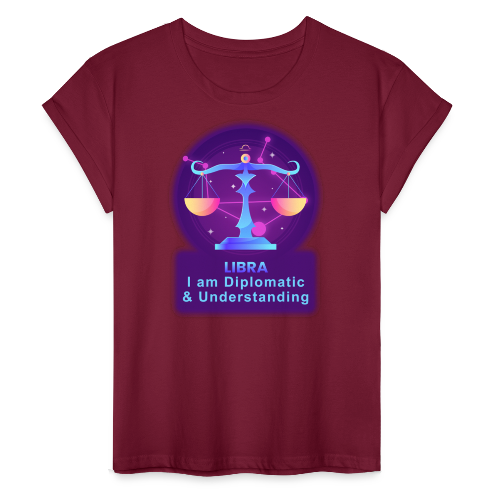 Women's Neon Libra Relaxed Fit T-Shirt - burgundy