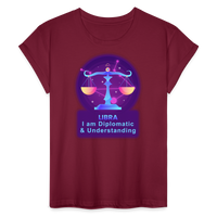 Thumbnail for Women's Neon Libra Relaxed Fit T-Shirt - burgundy