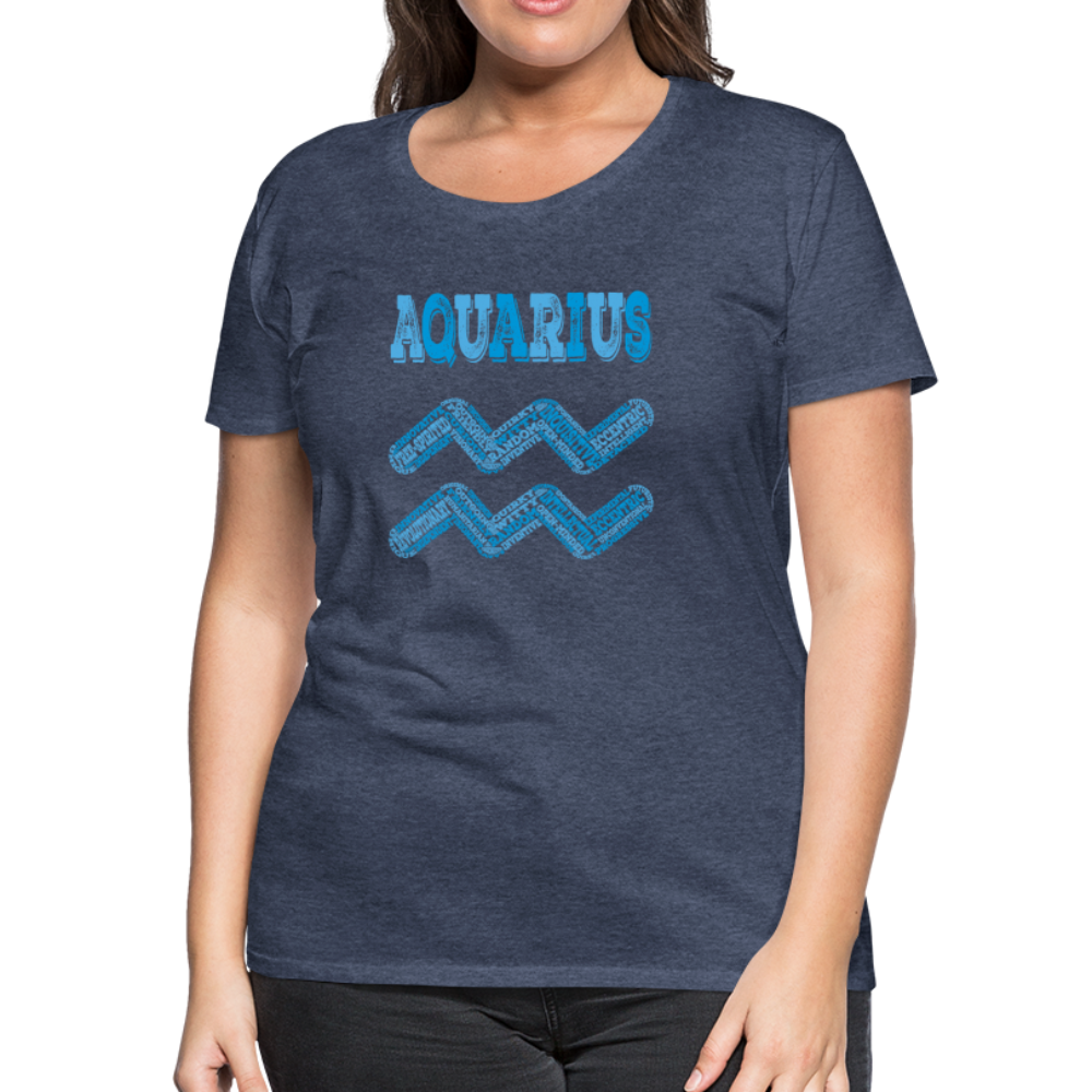 Women's Power Words Aquarius Premium T-Shirt - heather blue