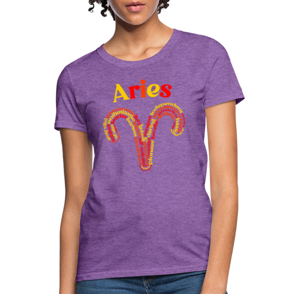 Women's Power Words Aries T-Shirt - purple heather