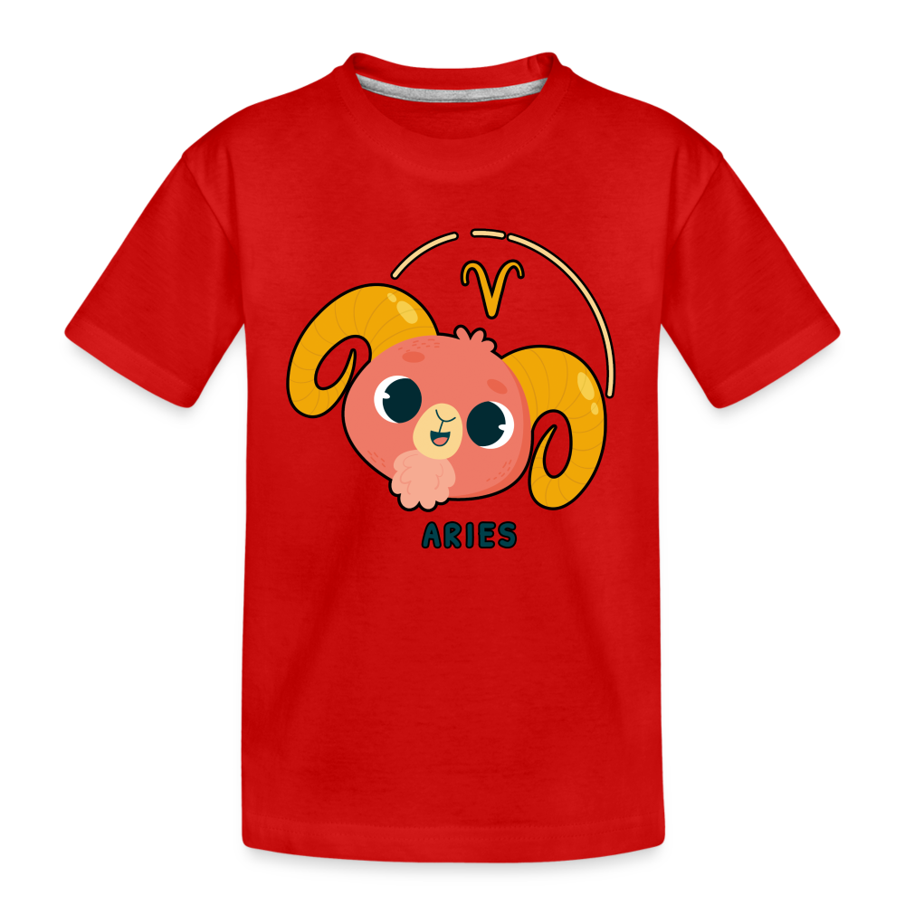 Kid’s Cartoony Aries Premium Organic T-Shirt - red