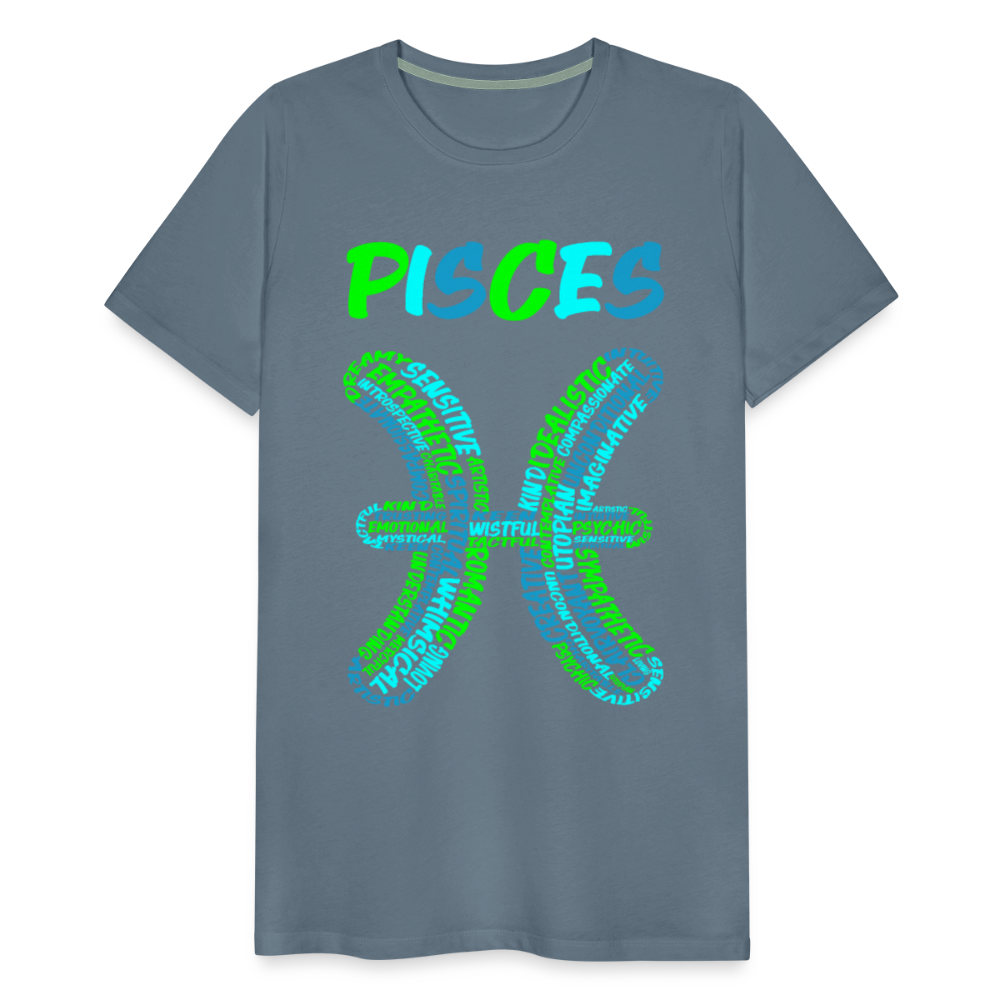 Men's Power Words Pisces Premium T-Shirt - steel blue